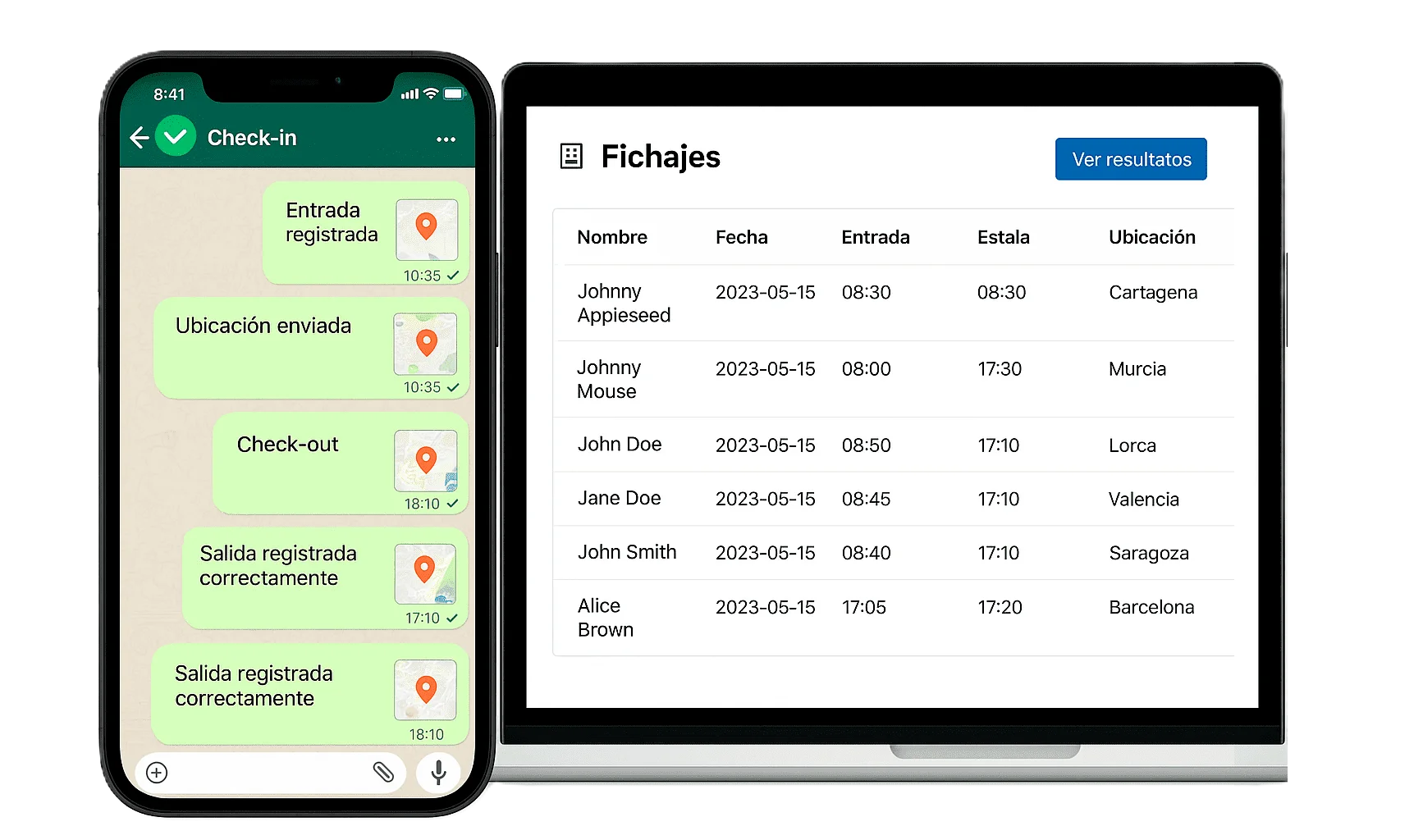 Control horario por WhatsApp